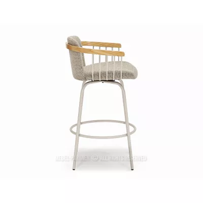 Elegantní barová židle SIDRA - tmavě béžová / dub