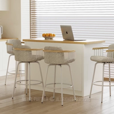 Elegantní barová židle SIDRA - tmavě béžová / dub