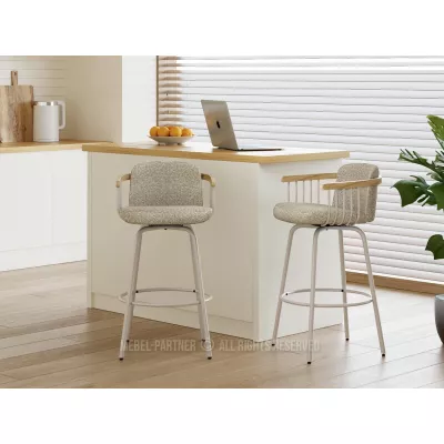 Elegantní barová židle SIDRA - tmavě béžová / dub