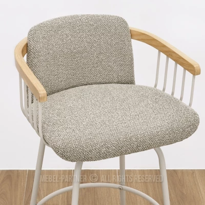 Elegantní barová židle SIDRA - tmavě béžová / dub