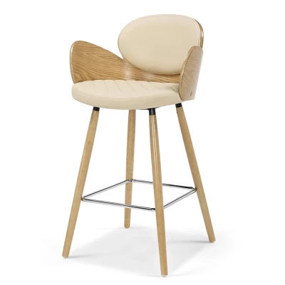 Designová barová židle RAWAN - dub / krémová