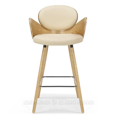 Designová barová židle RAWAN - dub / krémová