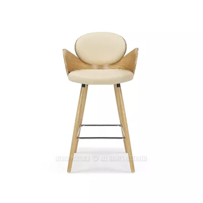 Designová barová židle RAWAN - dub / krémová