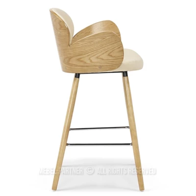 Designová barová židle RAWAN - dub / krémová