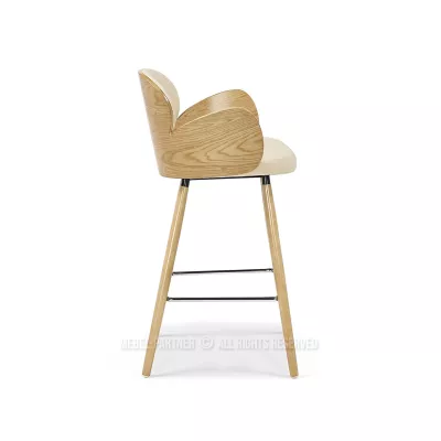 Designová barová židle RAWAN - dub / krémová