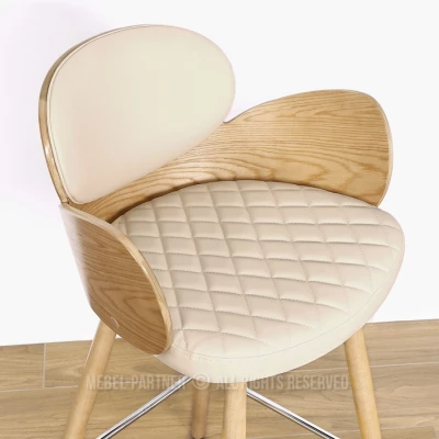Designová barová židle RAWAN - dub / krémová