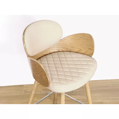 Designová barová židle RAWAN - dub / krémová