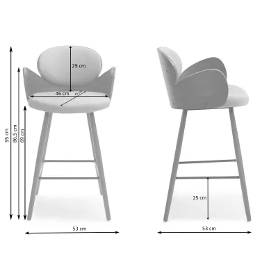 Designová barová židle RAWAN - dub / krémová