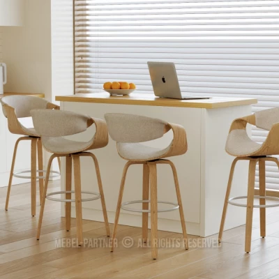 Designová barová židle SAROLTA - béžová / dub