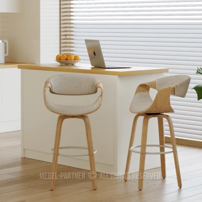 Designová barová židle SAROLTA - béžová / dub