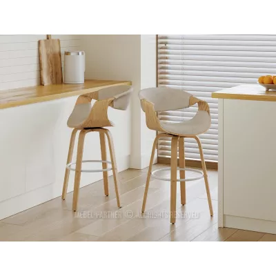 Designová barová židle SAROLTA - béžová / dub