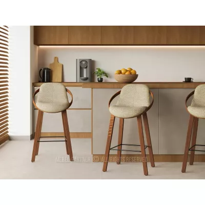 Designová barová židle HODA - ořech / béžová
