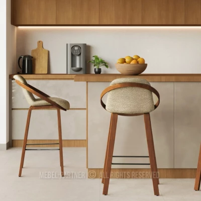 Designová barová židle HODA - ořech / béžová