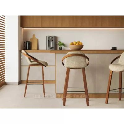 Designová barová židle HODA - ořech / béžová