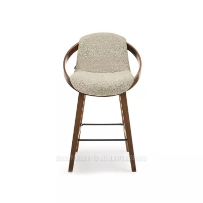 Designová barová židle HODA - ořech / béžová