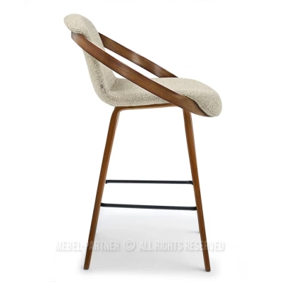 Designová barová židle HODA - ořech / béžová