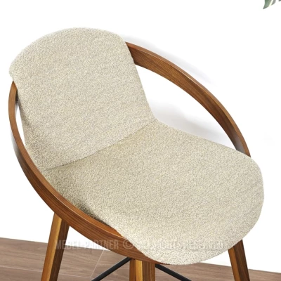 Designová barová židle HODA - ořech / béžová