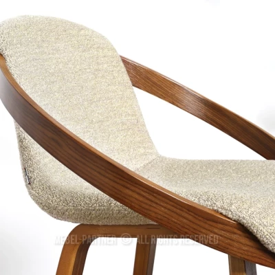 Designová barová židle HODA - ořech / béžová