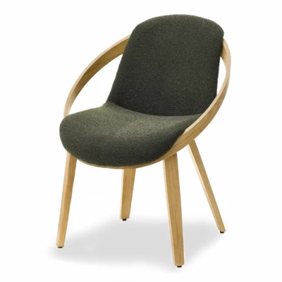 Designová jídelní židle HODA - tmavě zelená / dub