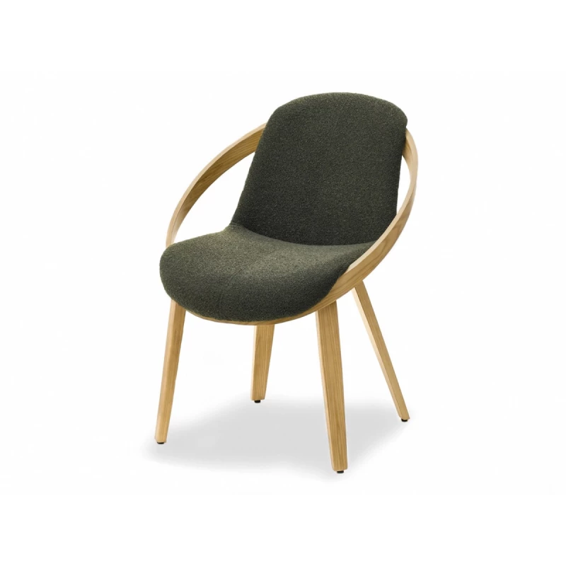 Designová jídelní židle HODA - tmavě zelená / dub