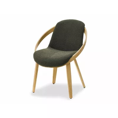 Designová jídelní židle HODA - tmavě zelená / dub