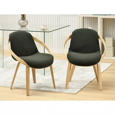 Designová jídelní židle HODA - tmavě zelená / dub