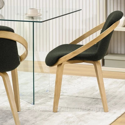 Designová jídelní židle HODA - tmavě zelená / dub