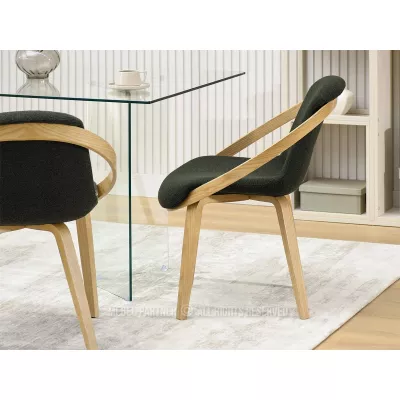 Designová jídelní židle HODA - tmavě zelená / dub