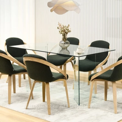 Designová jídelní židle HODA - tmavě zelená / dub