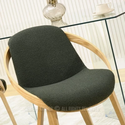 Designová jídelní židle HODA - tmavě zelená / dub