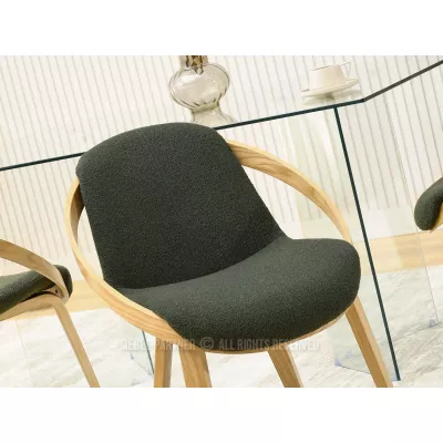 Designová jídelní židle HODA - tmavě zelená / dub