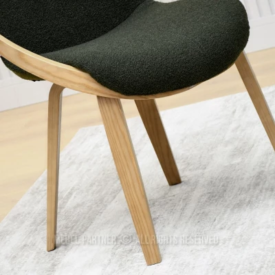 Designová jídelní židle HODA - tmavě zelená / dub