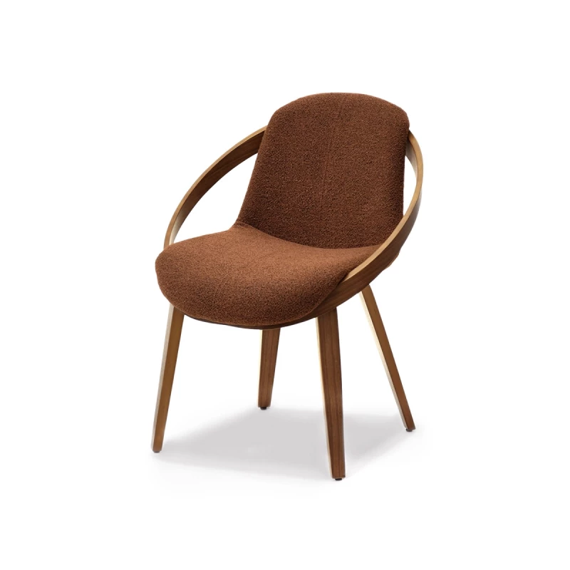 Designová jídelní židle HODA - měděná / ořech