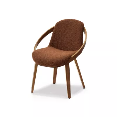 Designová jídelní židle HODA - měděná / ořech