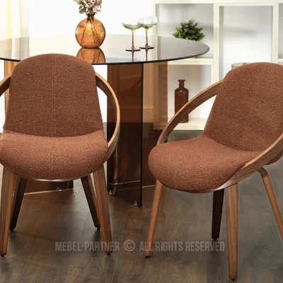 Designová jídelní židle HODA - měděná / ořech