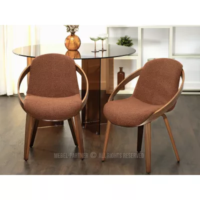 Designová jídelní židle HODA - měděná / ořech