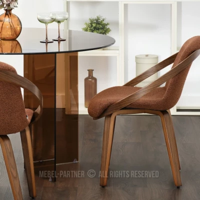 Designová jídelní židle HODA - měděná / ořech