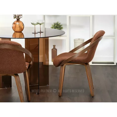 Designová jídelní židle HODA - měděná / ořech