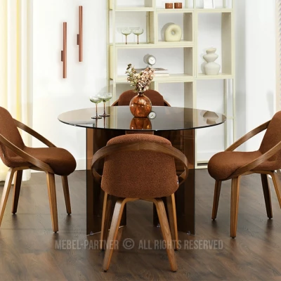 Designová jídelní židle HODA - měděná / ořech