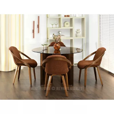 Designová jídelní židle HODA - měděná / ořech