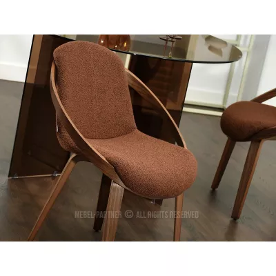 Designová jídelní židle HODA - měděná / ořech