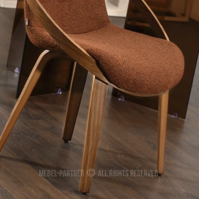 Designová jídelní židle HODA - měděná / ořech