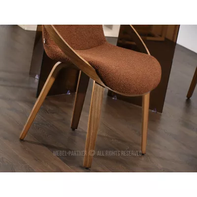 Designová jídelní židle HODA - měděná / ořech