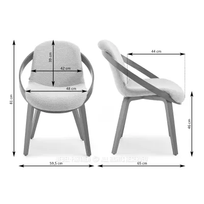 Designová jídelní židle HODA - měděná / ořech