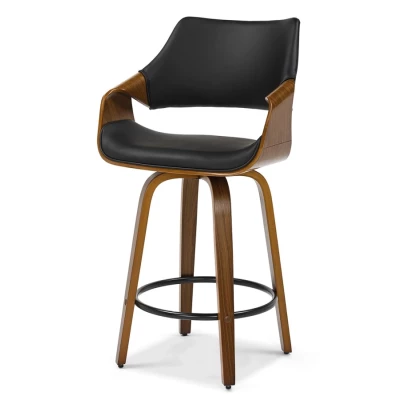 Barová židle NENET - černá / ořech
