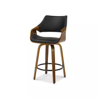 Barová židle NENET - černá / ořech