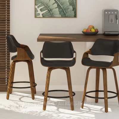 Barová židle NENET - černá / ořech