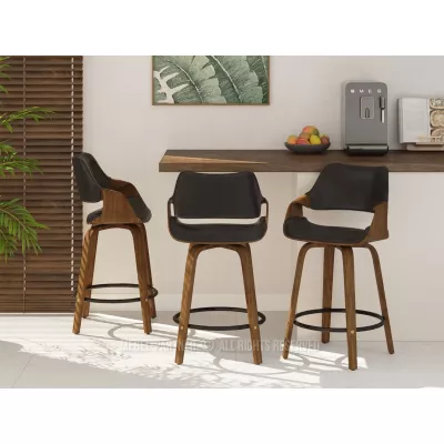 Barová židle NENET - černá / ořech