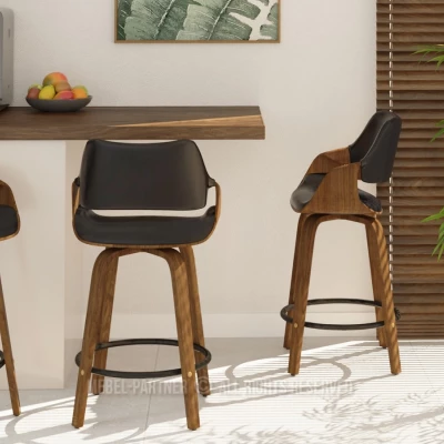 Barová židle NENET - černá / ořech