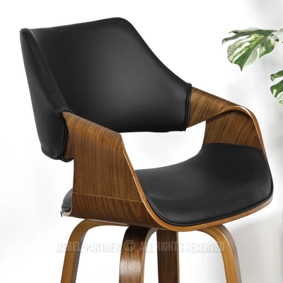 Barová židle NENET - černá / ořech